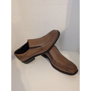 Kenneth Cole NY LEN Slip On Dress Shoes Mens 11 Cognac Leather Loafers